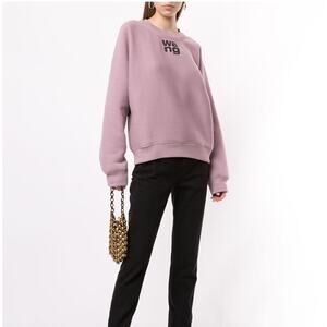 Alexander Wang T Essential Terry Crew Sweatshirt Puff Paint Logo size S luxury